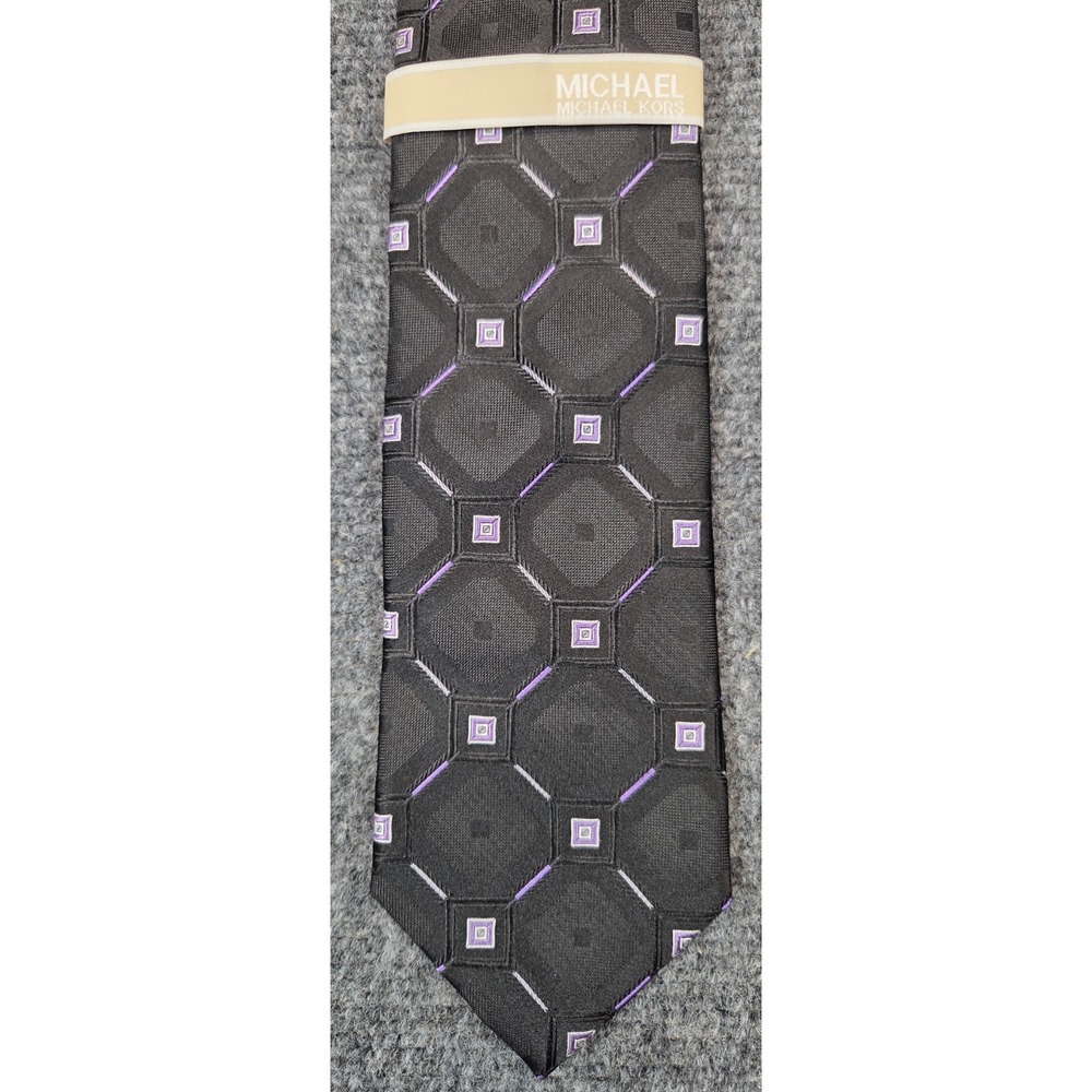 NEW Michael‎ Kors Silk Tie Black Geometric
